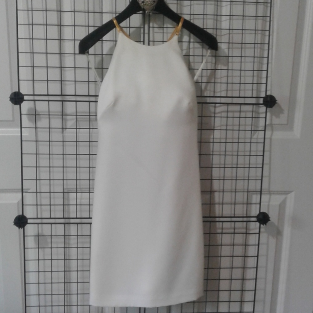 Open back,metal stripes cocktail mini dress.NWT